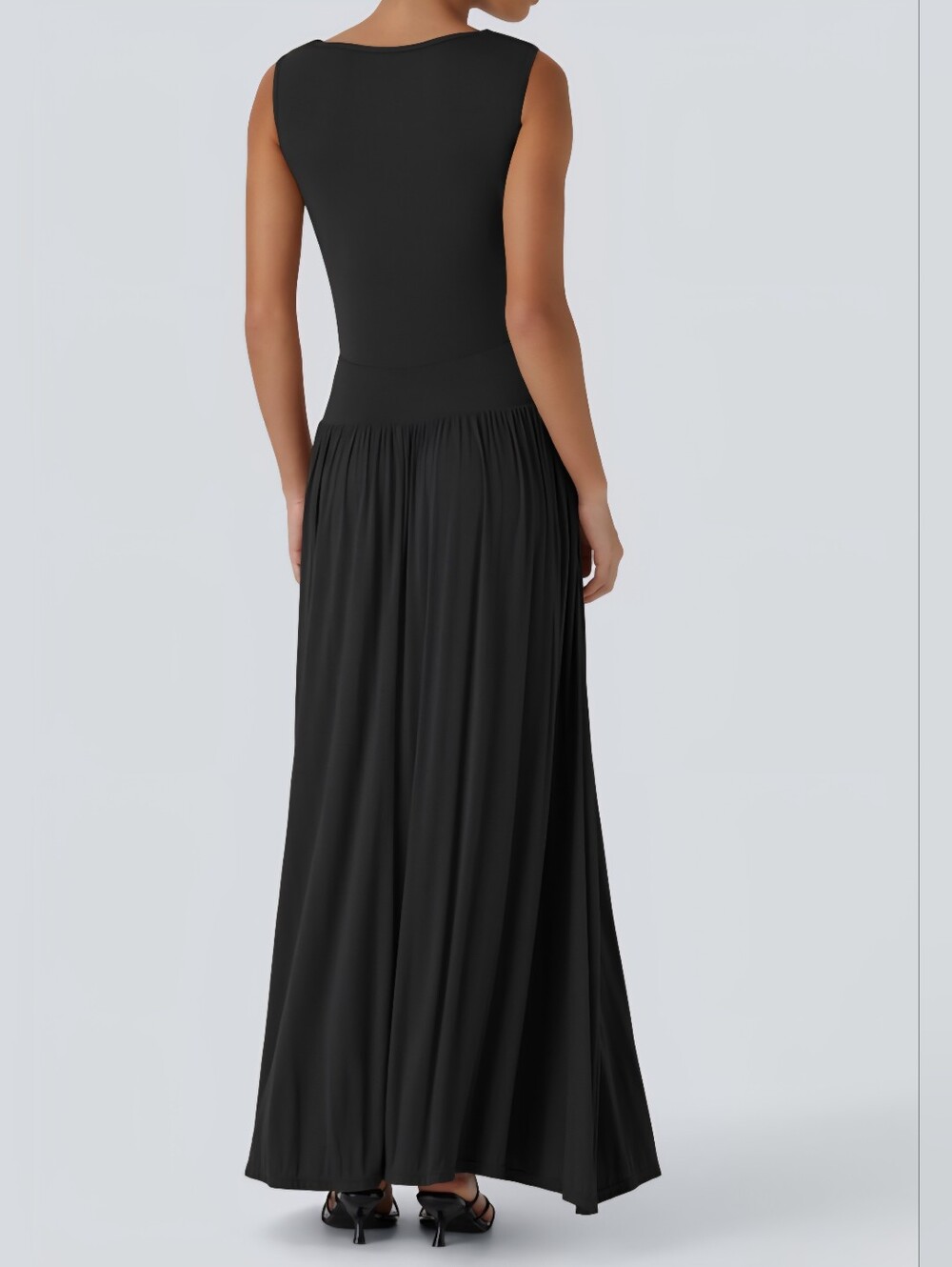 HALARA Elegant Sleeveless Black Maxi Dress - Picture 3 of 7
